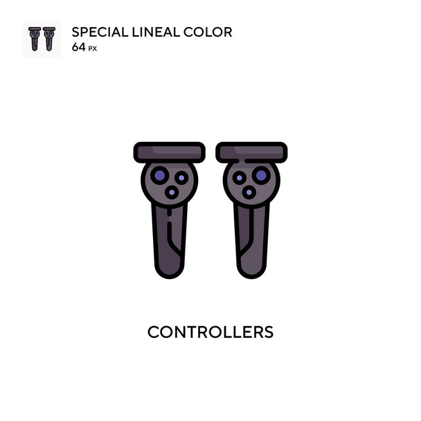 Kontrolery Specjalna ikona wektora koloru liniowego. Ilustracja szablonu projektu symbolu dla mobilnego interfejsu WWW. - Wektor, obraz