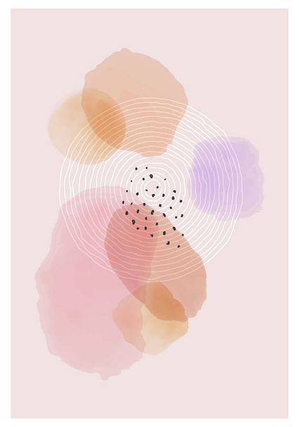 Модні абстрактні творчі мінімалістичні акварельні художні ручні розписані композиції
 - Вектор, зображення
