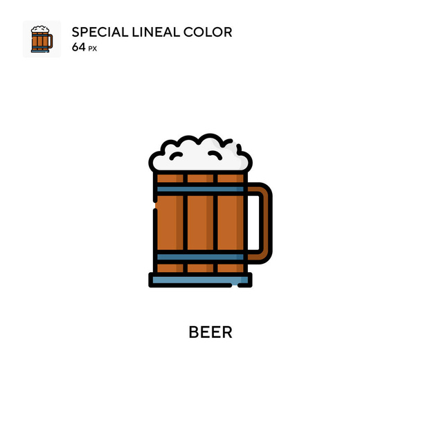 ビール特殊線式カラーベクトルアイコン。WebモバイルUI要素のイラストシンボルデザインテンプレート. - ベクター画像