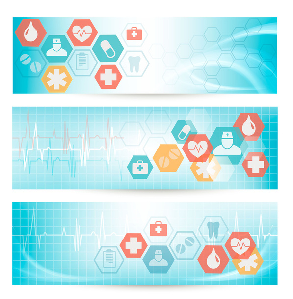 Three medical banners with icons. Vector. - Vektori, kuva