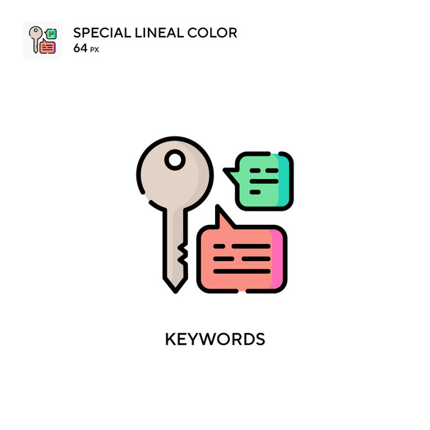 Ключевые слова Special lineal color vector icon. Шаблон оформления символов иллюстрации для веб-мобильного пользовательского элемента. - Вектор,изображение