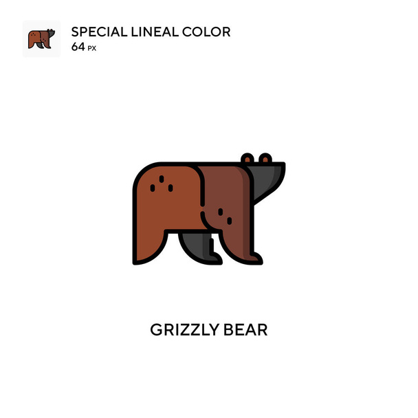 Grizzly bear Special lineal color vector icon. Illustration symbol design template for web mobile UI element. - Vector, Image