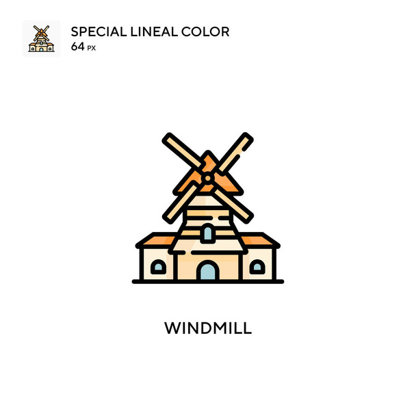 Иконка вектора особого цвета Windmill. Шаблон оформления символов иллюстрации для веб-мобильного пользовательского элемента. - Вектор,изображение