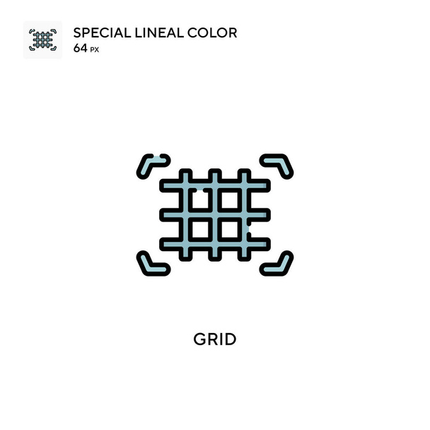 Grid Icono especial de vector de color lineal. Plantilla de diseño de símbolo de ilustración para elemento de interfaz de usuario móvil web. - Vector, Imagen