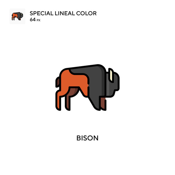 Bison Special lineaarinen väri vektori kuvake. Kuviomerkin suunnittelumalli web mobiili käyttöliittymä elementti. - Vektori, kuva