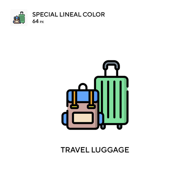 Reisbagage Speciale lineaire kleur vector icoon. Illustratie symbool ontwerp sjabloon voor web mobiele UI element. - Vector, afbeelding