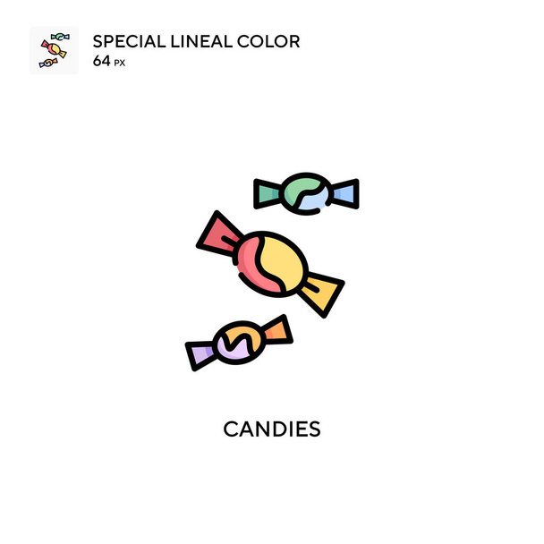 キャンディ特殊線型カラーベクトルアイコン。WebモバイルUI要素のイラストシンボルデザインテンプレート. - ベクター画像