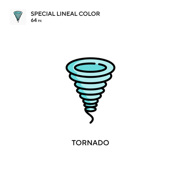 Tornado Icono especial de vector de color lineal. Plantilla de diseño de símbolo de ilustración para elemento de interfaz de usuario móvil web. - Vector, Imagen