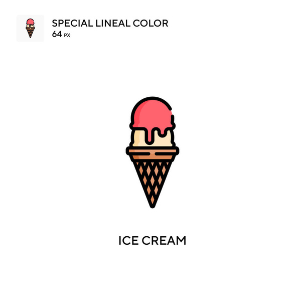 Мороженое Специальный линейный вектор цвета значок. Шаблон оформления символов иллюстрации для веб-мобильного пользовательского элемента. - Вектор,изображение