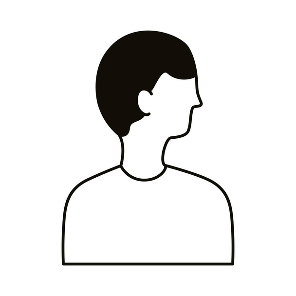 genç adam profili karakter çizgisi simgesi - Vektör, Görsel