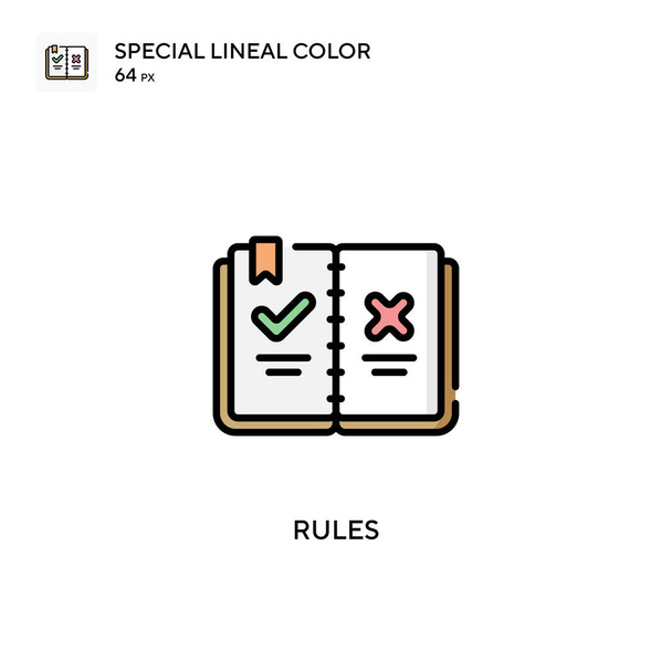 Regras Ícone vetorial de cor linear especial. Modelo de design de símbolo de ilustração para elemento web mobile UI. - Vetor, Imagem