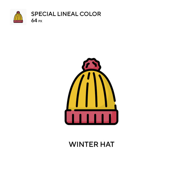 Téli kalap Különleges lineáris színvektor ikon. Illusztráció szimbólum design sablon web mobil UI elem. - Vektor, kép