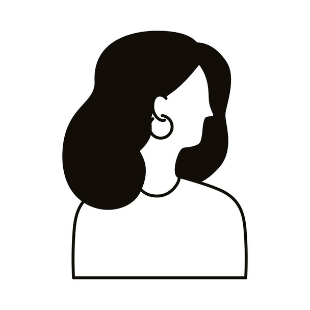 afro jonge vrouw profiel avatar karakter lijn stijl pictogram - Vector, afbeelding