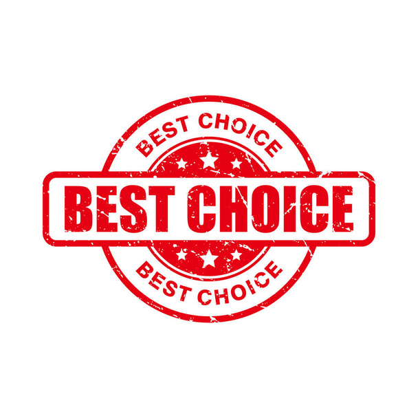 Abstraktes Red Grungy Best Choice Rubber Stempel Zeichen mit Kreisform Illustrationsvektor, Best Choice Text Seal, Mark, Etikettendesign Template - Vektor, Bild