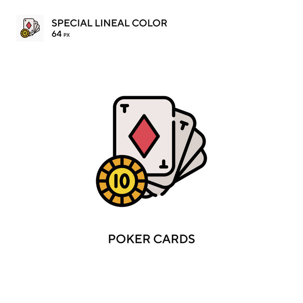 Картки покеру Спеціальна піктограма лінійного кольору. Шаблон дизайну символів ілюстрації для елемента інтерфейсу мобільного
. - Вектор, зображення