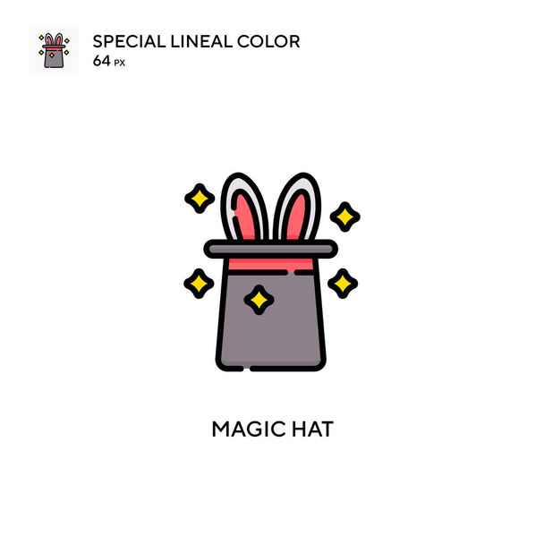Magic hattu Erityinen lineaarinen väri vektori kuvake. Kuviomerkin suunnittelumalli web mobiili käyttöliittymä elementti. - Vektori, kuva
