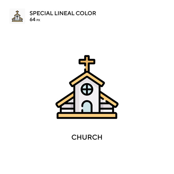 Kirkon erityinen lineaarinen väri vektori kuvake. Kuviomerkin suunnittelumalli web mobiili käyttöliittymä elementti. - Vektori, kuva