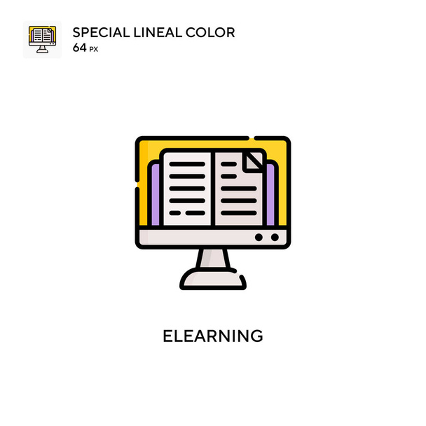 Elearning Icône vectorielle couleur linéaire spéciale. Modèle de conception de symbole d'illustration pour l'élément d'interface utilisateur mobile Web. - Vecteur, image