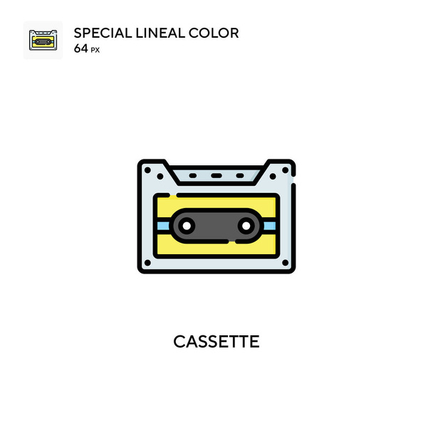 Cassete Ícone vetorial de cor linear especial. Modelo de design de símbolo de ilustração para elemento web mobile UI. - Vetor, Imagem