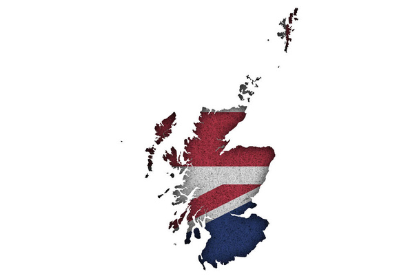 Karte und Flagge von Schottland auf Filz - Foto, Bild