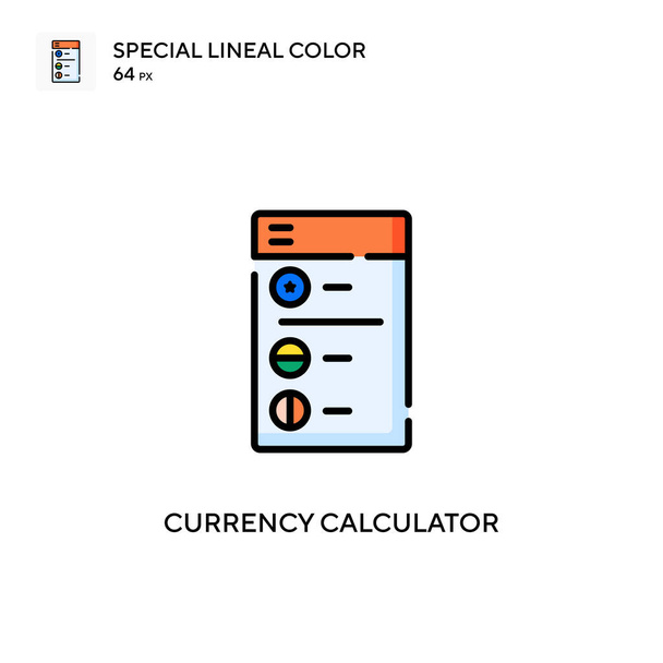 Валютный калькулятор Специальный значок линейного вектора цвета. Шаблон оформления символов иллюстрации для веб-мобильного пользовательского элемента. - Вектор,изображение