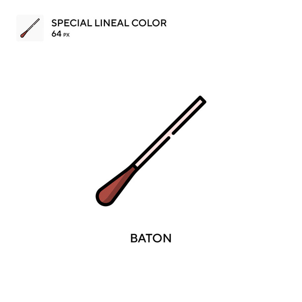 バトン特殊線型カラーベクトルアイコン。WebモバイルUI要素のイラストシンボルデザインテンプレート. - ベクター画像