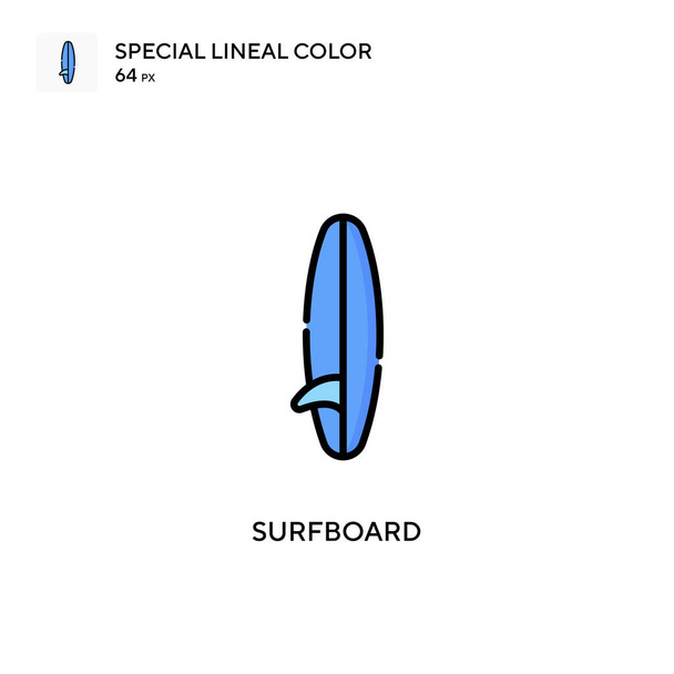 Surfboard Special lineal χρώμα διάνυσμα εικονίδιο. Πρότυπο σχεδίασης συμβόλων εικονογράφησης για κινητό στοιχείο UI web. - Διάνυσμα, εικόνα
