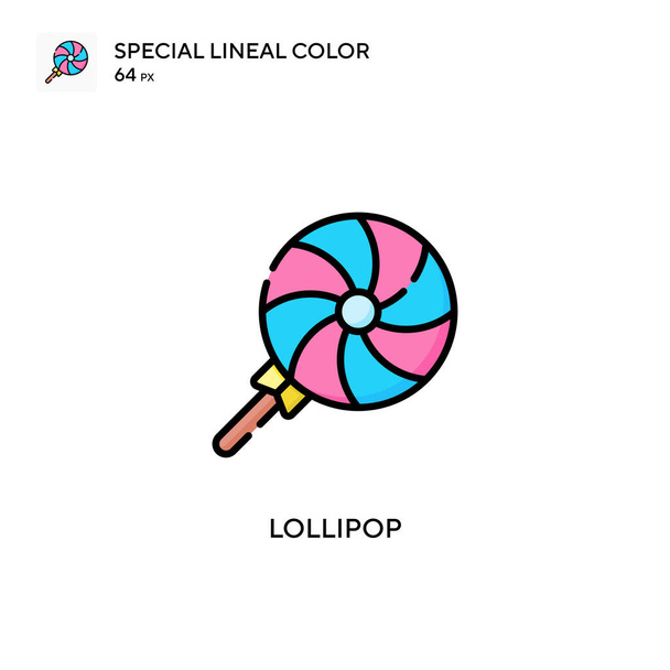 Lollipop Special line color vector icon. Шаблон оформления символов иллюстрации для веб-мобильного пользовательского элемента. - Вектор,изображение