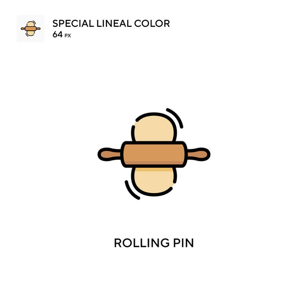 Rolling pin Specjalna ikona wektora koloru linii. Ilustracja szablonu projektu symbolu dla mobilnego interfejsu WWW. - Wektor, obraz