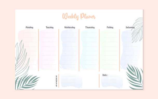 weekly planer template design - Vector, Image
