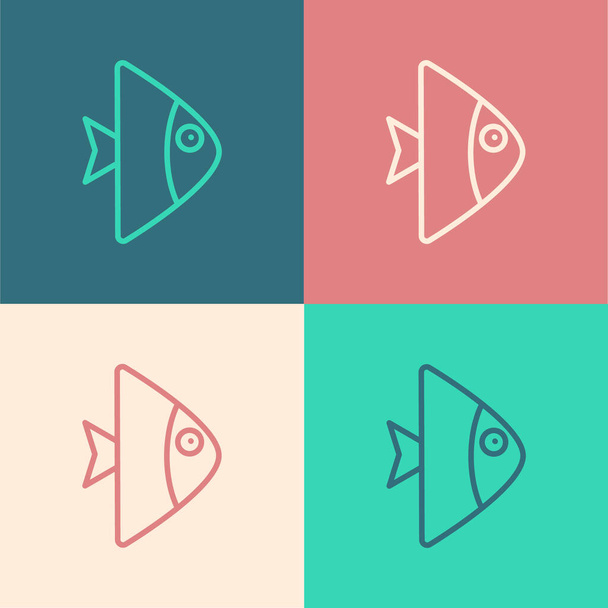 Поп-арту лінія Піктограма риби ізольована на кольоровому фоні. Векторні
. - Вектор, зображення