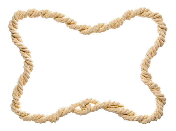 Frame made of rope on white background - Photo, Image