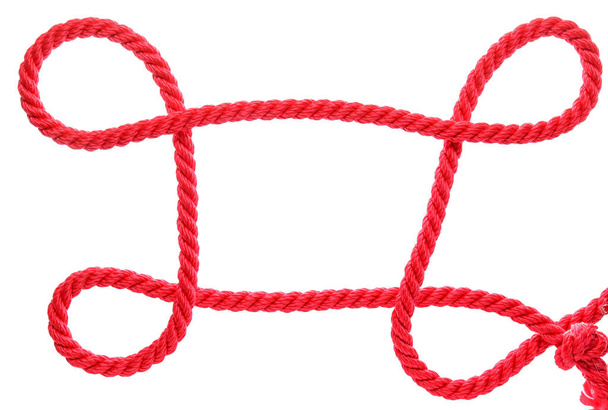Rahmen aus Seil auf weißem Hintergrund - Foto, Bild