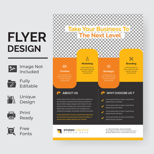 Corporate Flyer Şablon Tasarım Broşürü, Yıllık Rapor, Dergi, Poster, Şirket, Flyer, Modern Boyut A4 Şablonu, Kullanımı ve düzenlemesi kolay. - Vektör, Görsel