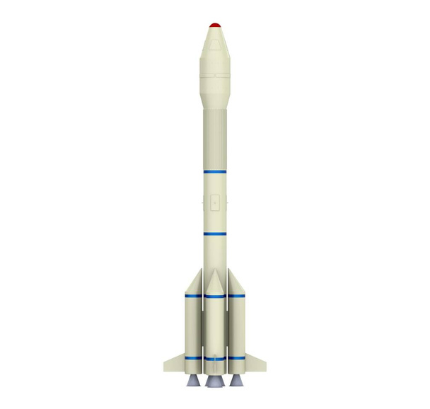Космическая ракета Ракета-носитель. Современная космическая ракета. 3D иллюстрация. - Фото, изображение