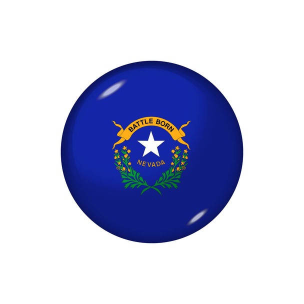 Bandiera icona del Nevada. Bandiera rotonda lucida. Illustrazione vettoriale. EPS 10 - Vettoriali, immagini