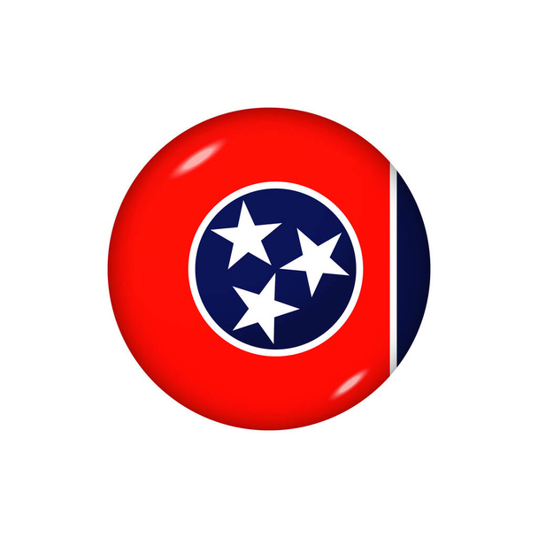 Bandeira do Ícone do Tennessee. Bandeira brilhante redonda. Ilustração vetorial. EPS 10 - Vetor, Imagem