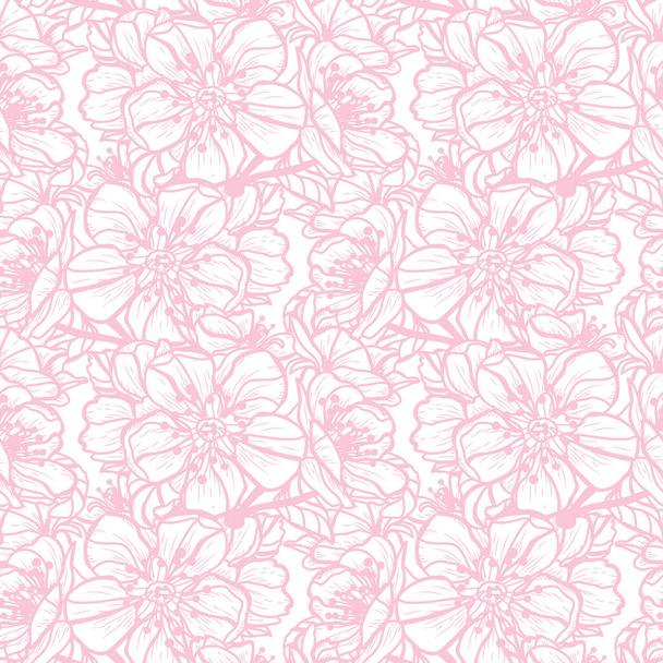 Elegant seamless pattern with sakura flowers, design elements. Floral  pattern for invitations, cards, print, gift wrap, manufacturing, textile, fabric, wallpapers - Vektor, kép