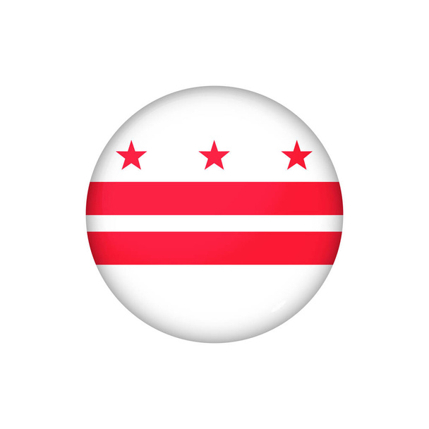 Bandiera icona del Distretto di Columbia. Bandiera rotonda lucida. Illustrazione vettoriale. EPS 10 - Vettoriali, immagini