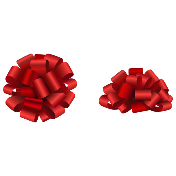 Isolated red bow vecator. Side and top view - Vector, Image