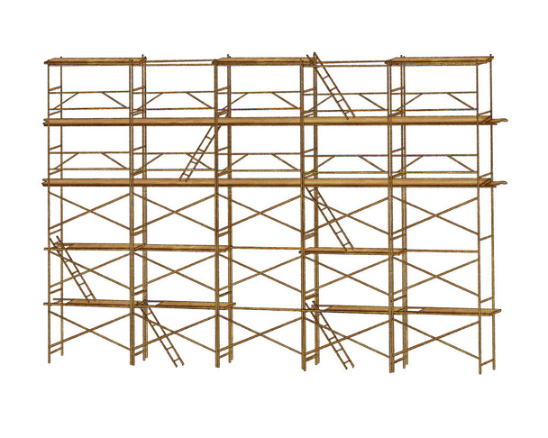 Andamios de madera. Ilustración estilizada de una estructura de madera para el diseño.. - Foto, imagen
