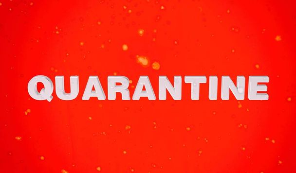 Mot de quarantaine. Coronavirus, concept de quarantaine. Quarantaine pendant le coronavirus. Illustration 3D. - Photo, image
