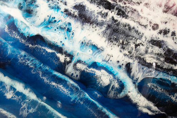 marble texture alcohol ink water blue wave splash - Zdjęcie, obraz