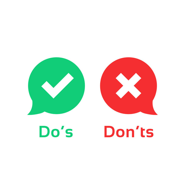 color speech bubble like dos and donts. flat simple trend modern logotype graphic design illustration isolated on white. concept of checklist element and reject or accept symbol for evaluation quiz - Vector, Image