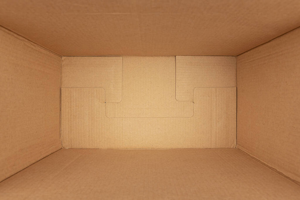 Empty brown cardboard box background texture top view down - Photo, Image