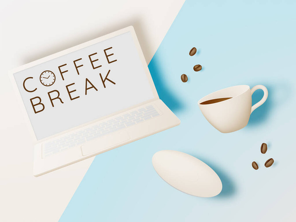 Coffee break background with coffee cup and pastel color scheme - Vektor, kép
