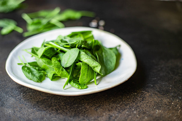 špenát zelené šťavnaté listy organický salát slouží velikosti přírodního produktu top view kopie prostor pro text keto nebo paleo strava syrové - Fotografie, Obrázek