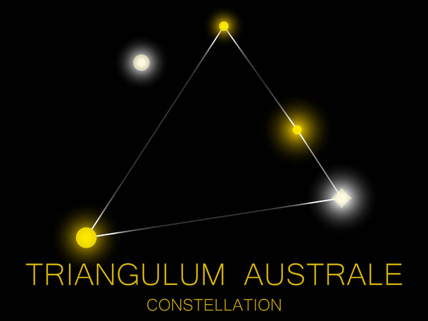 Triangulum Australen tähdistö. Kirkkaan keltaisia tähtiä yötaivaalla. Tähtien rykelmä avaruudessa, universumissa. Vektoriesimerkki - Vektori, kuva
