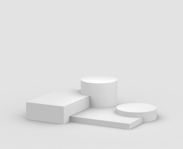 3d valkoinen harmaa korokkeella minimaalinen studio tausta. Abstrakti 3d geometrinen muoto objekti kuva tehdä. Näyttö kosmetiikka ja kauneus muoti tuote. - Valokuva, kuva