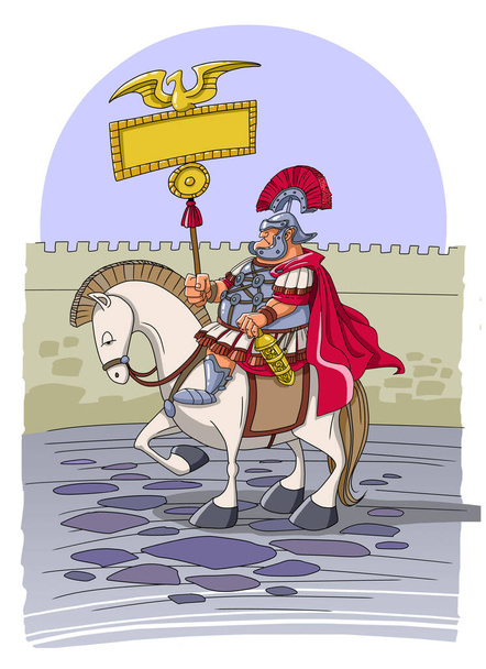 Römischer Legionär in Rüstung und zu Pferd - Foto, Bild